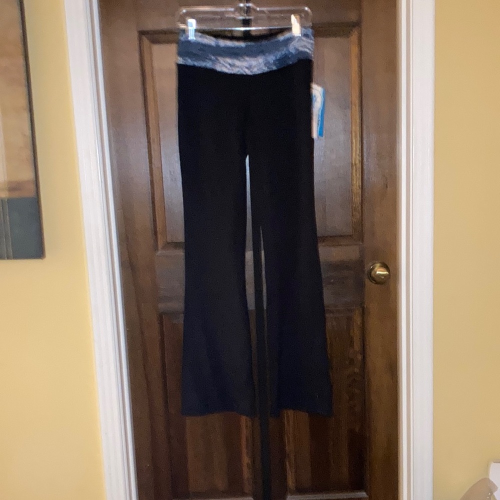Stylish Black Flare Athletic / Lounge Pants with Blue Waistband